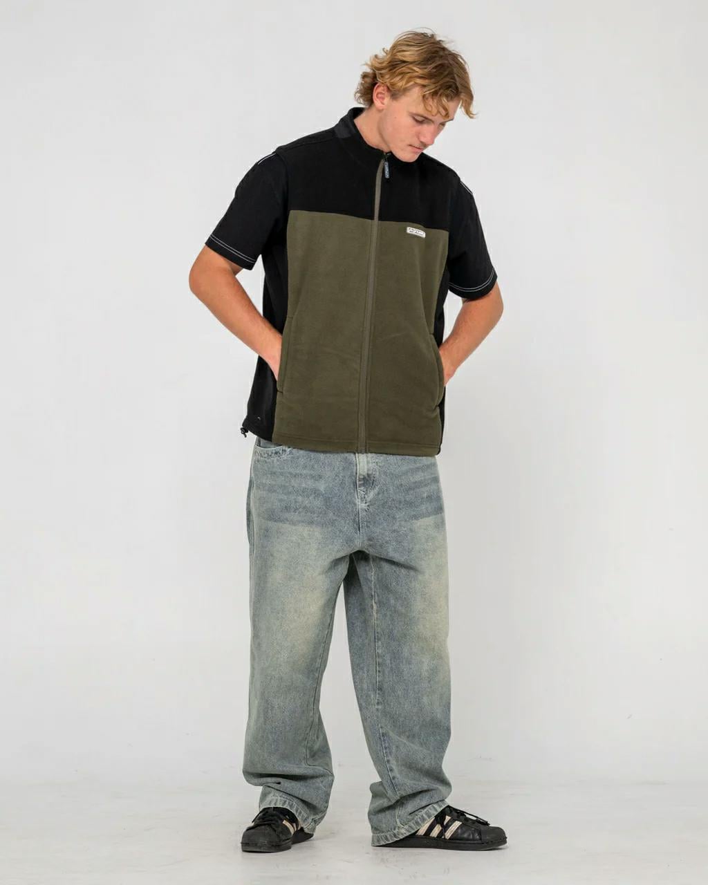 Rusty On The Run Tech Fleece Vest Army Green. Rusty Sweats in Mens Sweats & Mens Jackets, Jumpers & Knits. Code: FTM1121