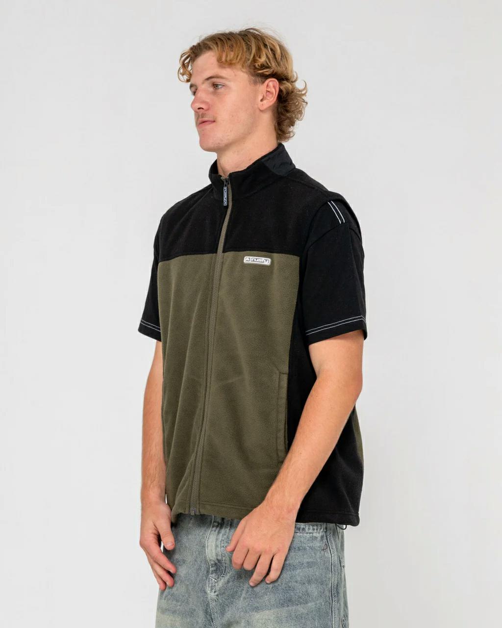 Rusty On The Run Tech Fleece Vest Army Green. Rusty Sweats in Mens Sweats & Mens Jackets, Jumpers & Knits. Code: FTM1121