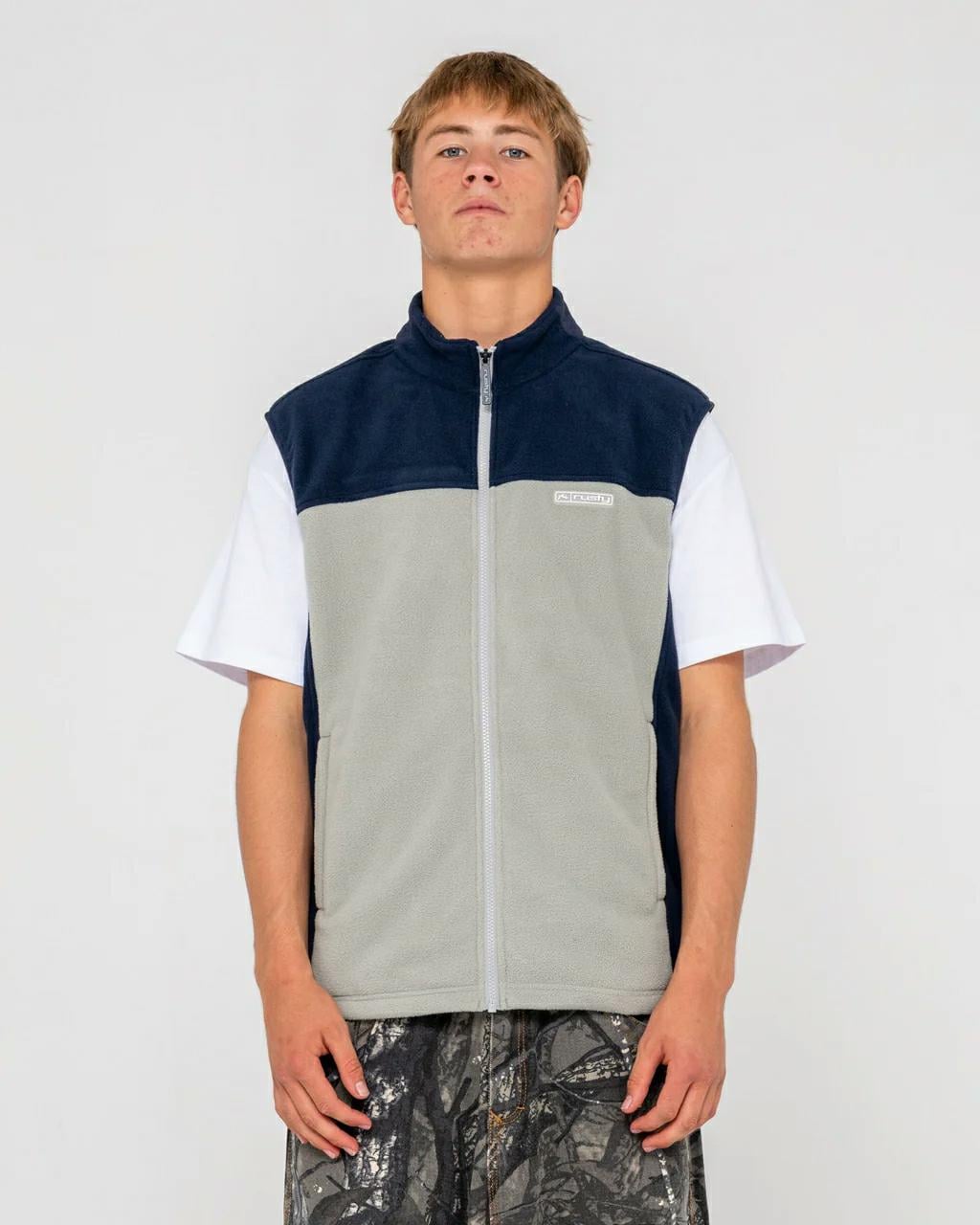 Rusty On The Run Tech Fleece Vest Stone Grey. Rusty Sweats in Mens Sweats & Mens Jackets, Jumpers & Knits. Code: FTM1121