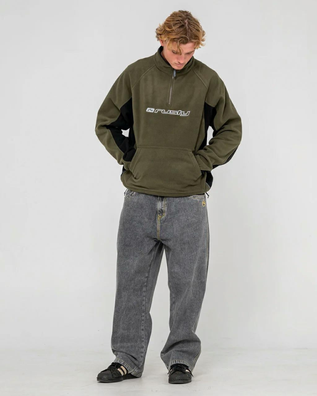 Rusty Blizzard Quarter Zip Pola Army Green. Rusty Sweats in Mens Sweats & Mens Jackets, Jumpers & Knits. Code: FTM1191