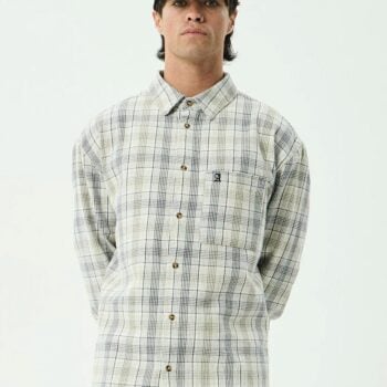 Afends Shelter Flannel Shirt White Check. Afends Tees - Long Sleeve in Mens Tees - Long Sleeve & Mens T-shirts & Singlets. Code: M262250