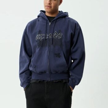Afends Pent-a-gone Zip Hood Washed Deep Sea. Afends Sweats in Mens Sweats & Mens Jackets, Jumpers & Knits. Code: M262513