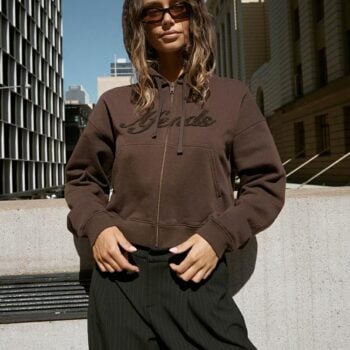 Afends Kourt Zip Hood Coffee. Afends Sweats in Womens Sweats & Womens Tops. Code: W252508