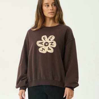 Afends Raven Crew Washed Coffee. Afends Sweats in Womens Sweats & Womens Jackets, Jumpers & Knits. Code: W262501