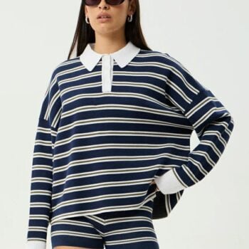 Afends Delta Knit Shirt Navy Stripe. Afends Shirts - Long Sleeve in Womens Shirts - Long Sleeve & Womens Shirts. Code: W262560