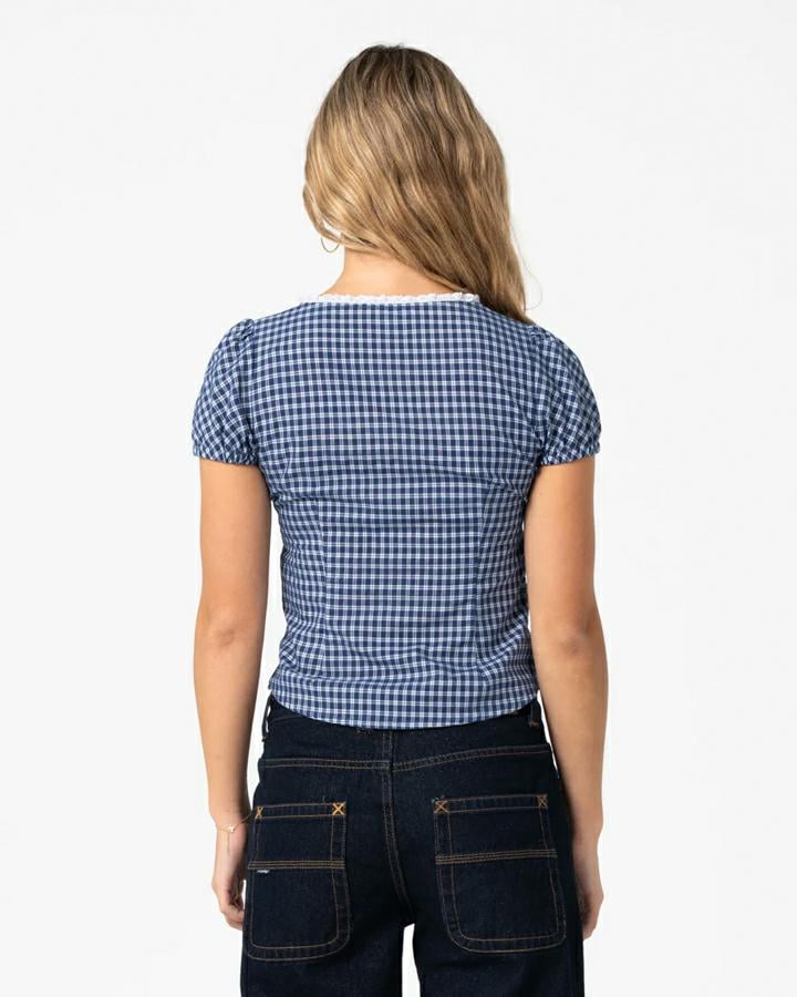 Rusty Peggy Sue Button Down Blo Blue Plaid. Rusty Shirts - Short Sleeve in Womens Shirts - Short Sleeve & Womens Shirts. Code: WSL0883