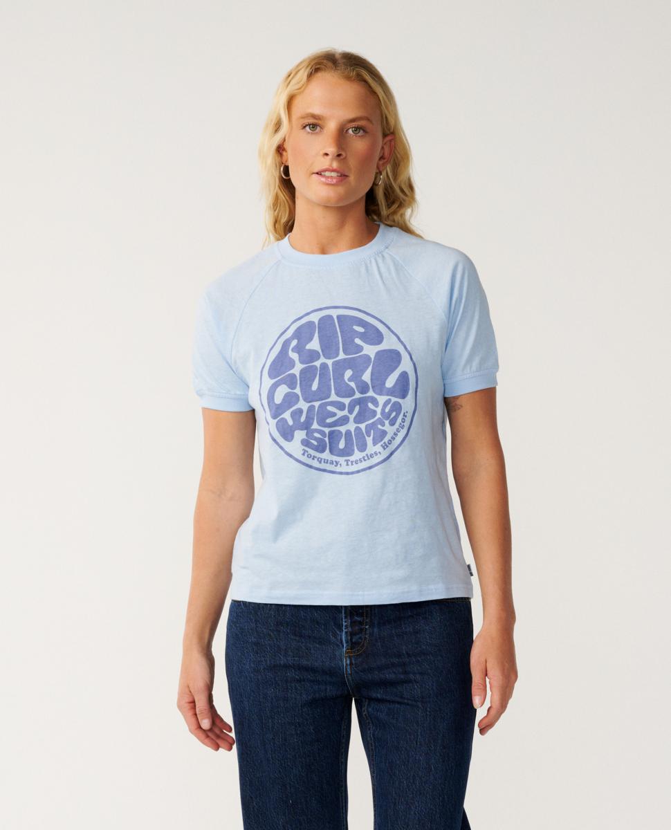 Rip Curl Sg Wettie Ringer Tee Sky Blue. Rip Curl Tees in Womens Tees & Womens T-shirts & Singlets. Code: 0K6WTE