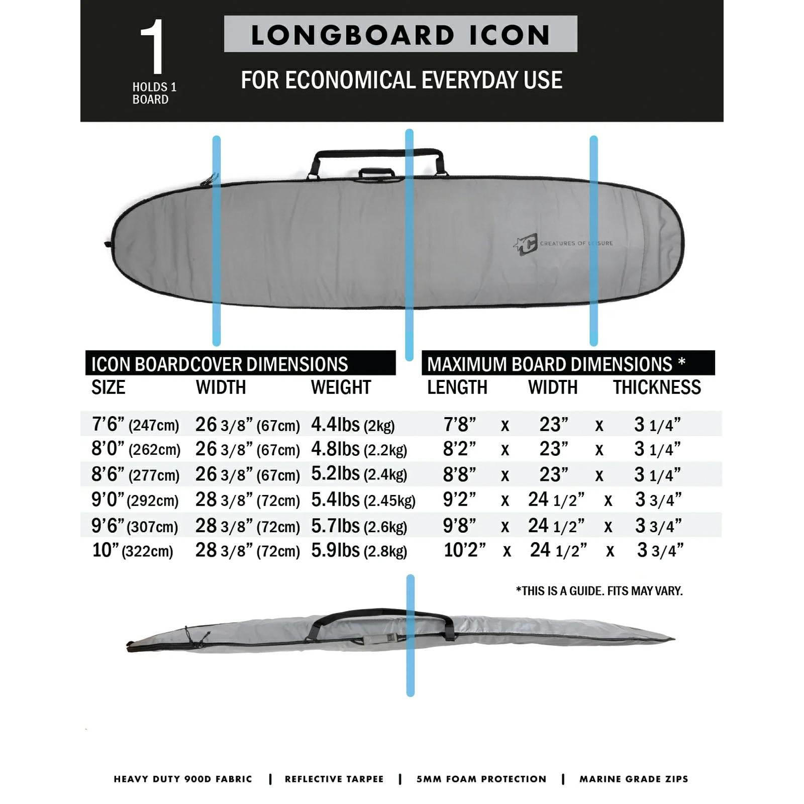 Creatures Of Leisure Longboard Icon 9.0 Silver/black. Creatures Of Leisure Boardbags in Boardsports Boardbags & Boardsports Surf. Code: CLL2490