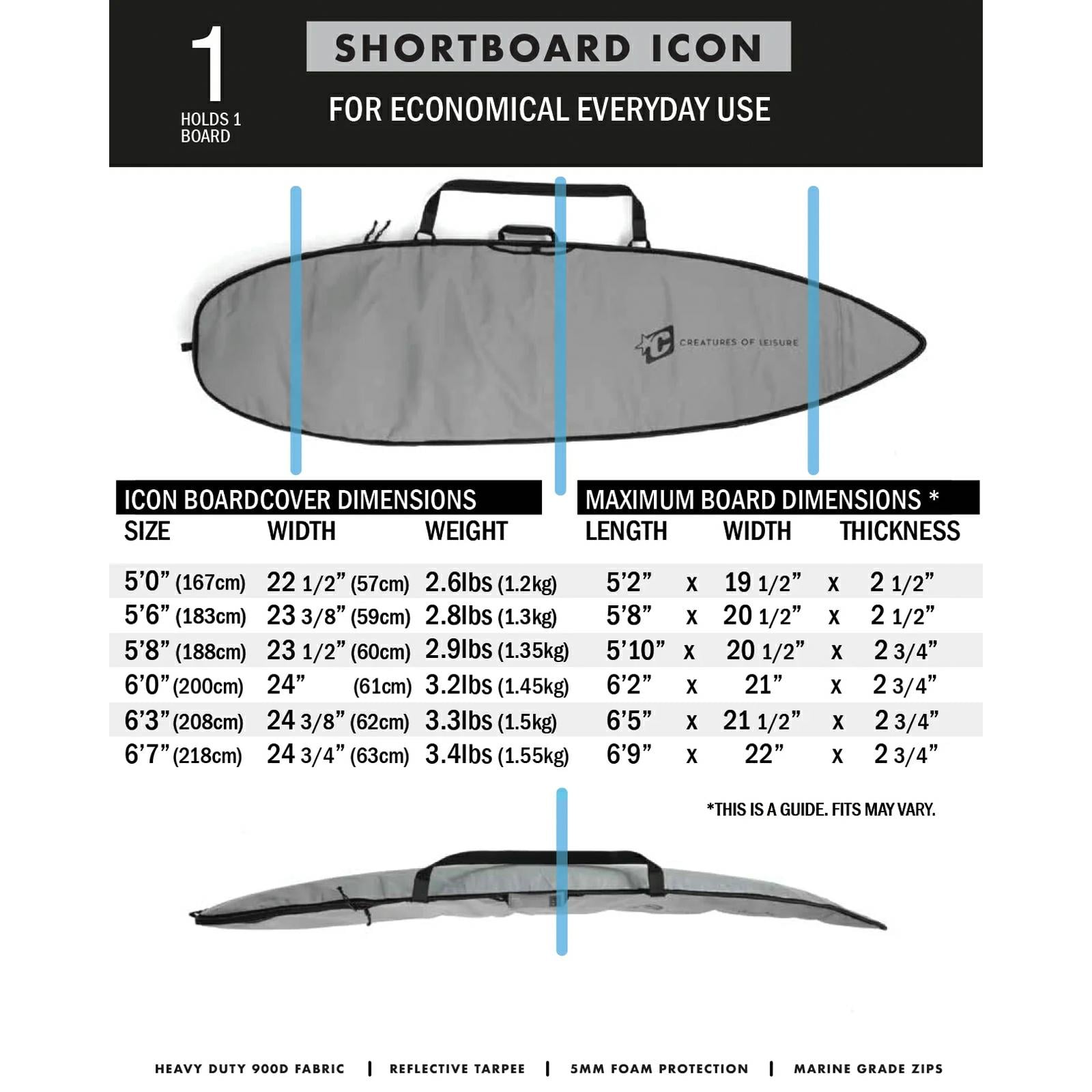 Creatures Of Leisure Shortboard Icon 5.8 Silver/black. Creatures Of Leisure Boardbags in Boardsports Boardbags & Boardsports Surf. Code: CSL2458