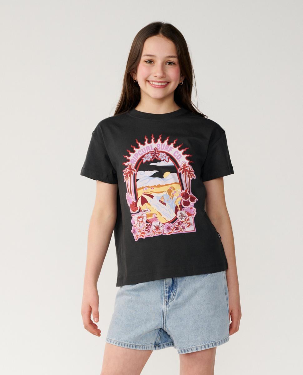 Rip Curl Costa Del Sol Band Tee - Washed Black. Rip Curl Tees in Girls Tees & Girls T-shirts & Singlets. Code: 07BGTE