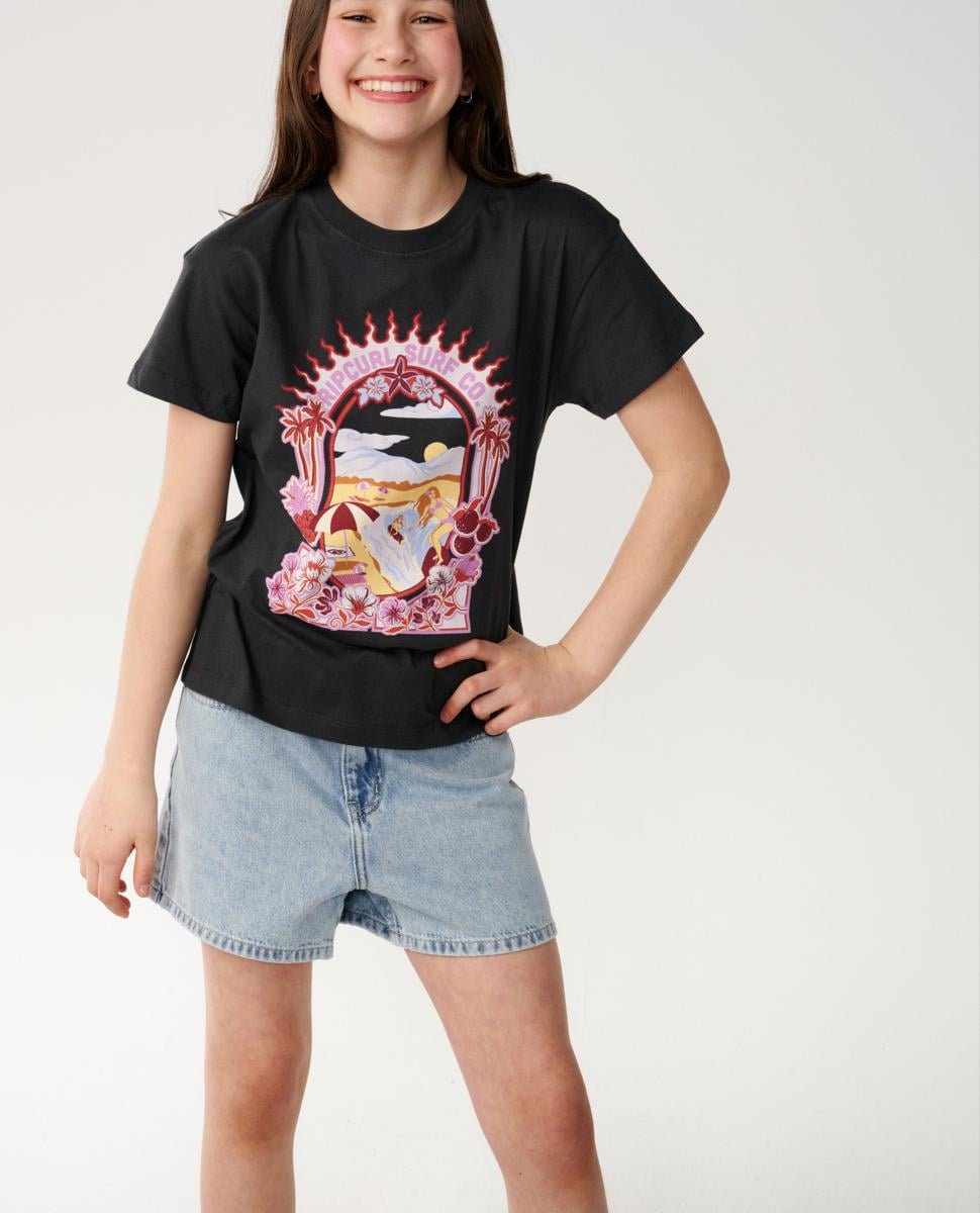Rip Curl Costa Del Sol Band Tee - Washed Black. Rip Curl Tees in Girls Tees & Girls T-shirts & Singlets. Code: 07BGTE