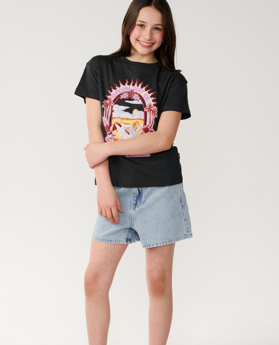 Rip Curl Costa Del Sol Band Tee - Washed Black. Rip Curl Tees in Girls Tees & Girls T-shirts & Singlets. Code: 07BGTE