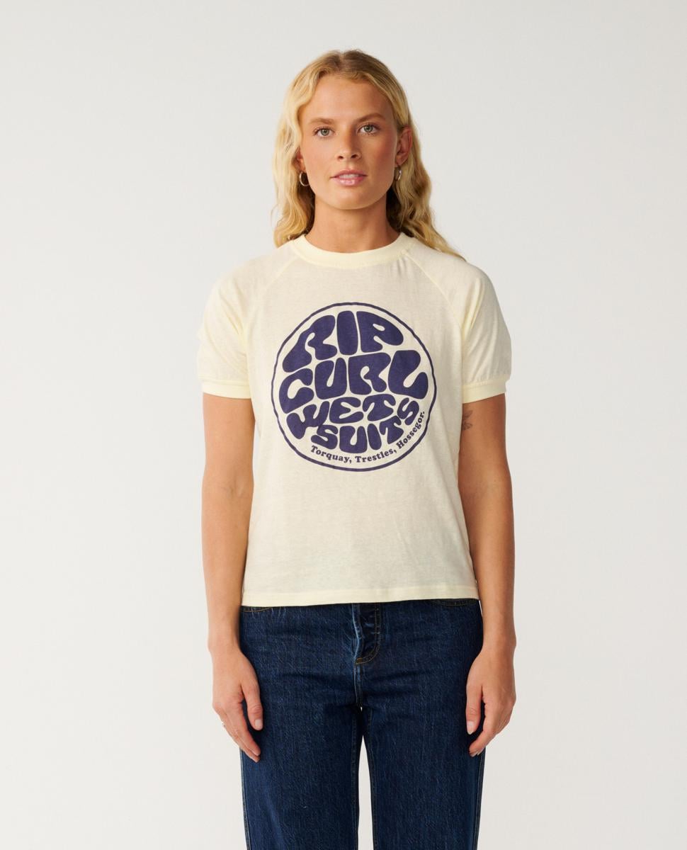 Rip Curl Sg Wettie Ringer Tee Soft Yellow. Rip Curl Tees in Womens Tees & Womens T-shirts & Singlets. Code: 0K6WTE