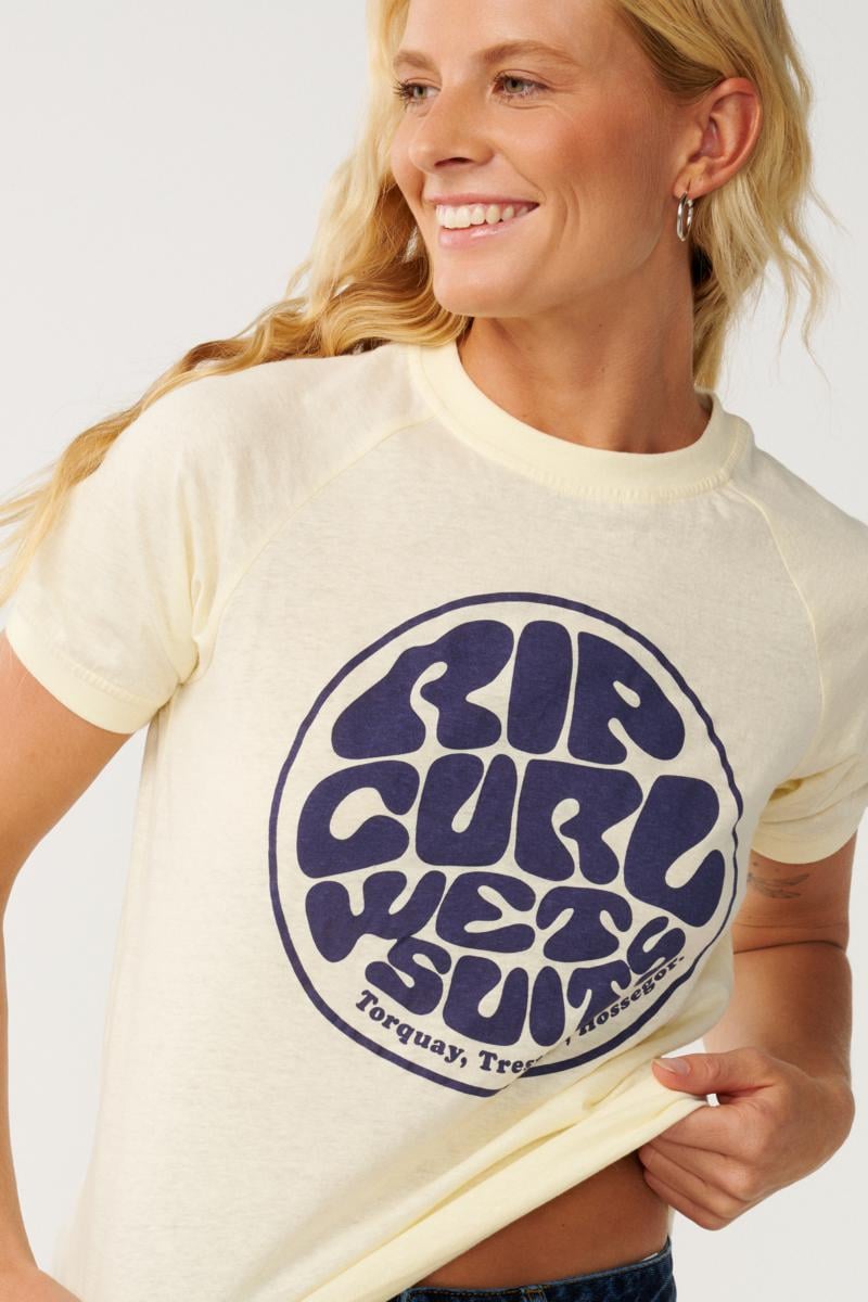 Rip Curl Sg Wettie Ringer Tee Soft Yellow. Rip Curl Tees in Womens Tees & Womens T-shirts & Singlets. Code: 0K6WTE