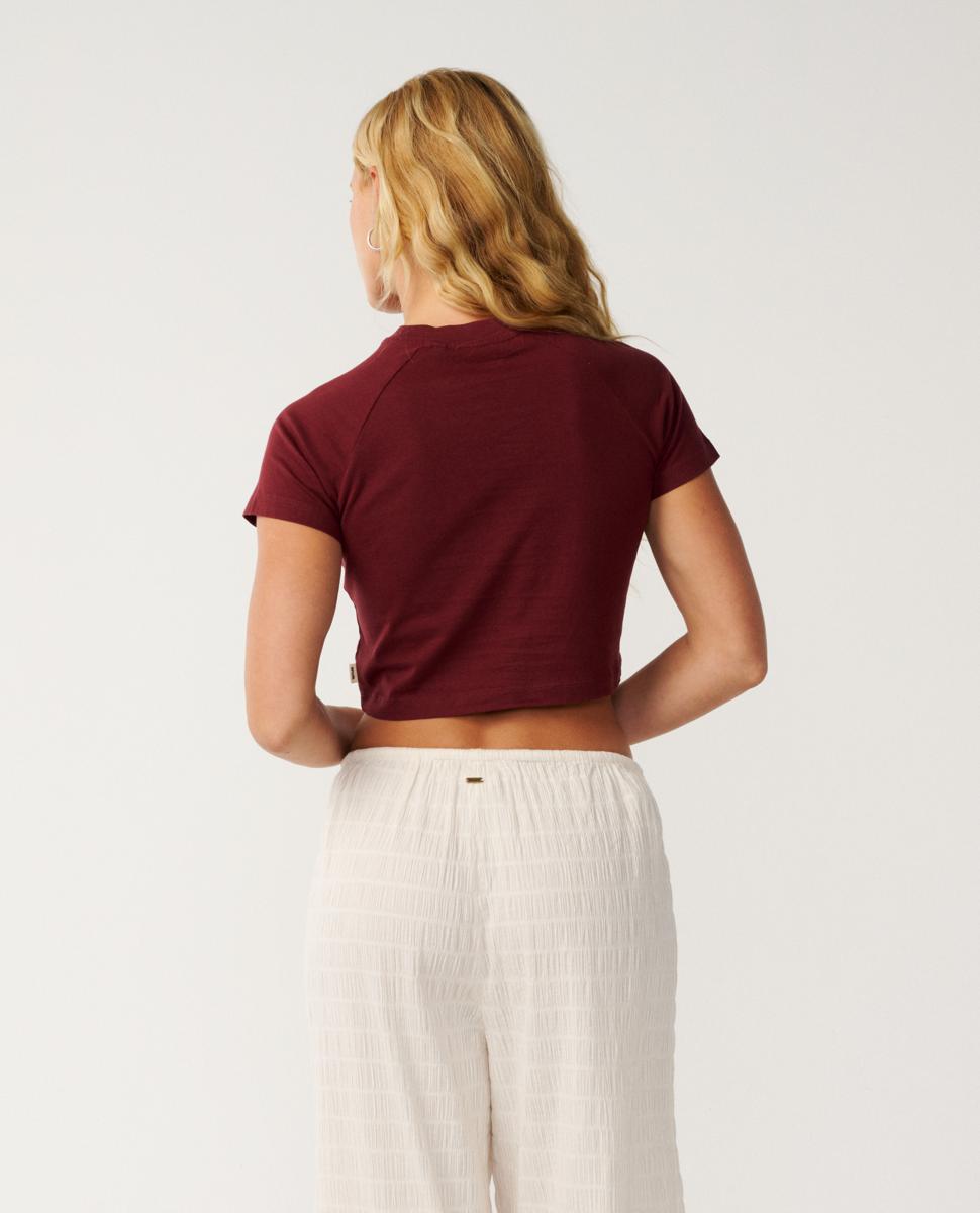 Rip Curl Retro Swell Baby Tee Dark Plum. Rip Curl Tees in Womens Tees & Womens T-shirts & Singlets. Code: 0P6WTE