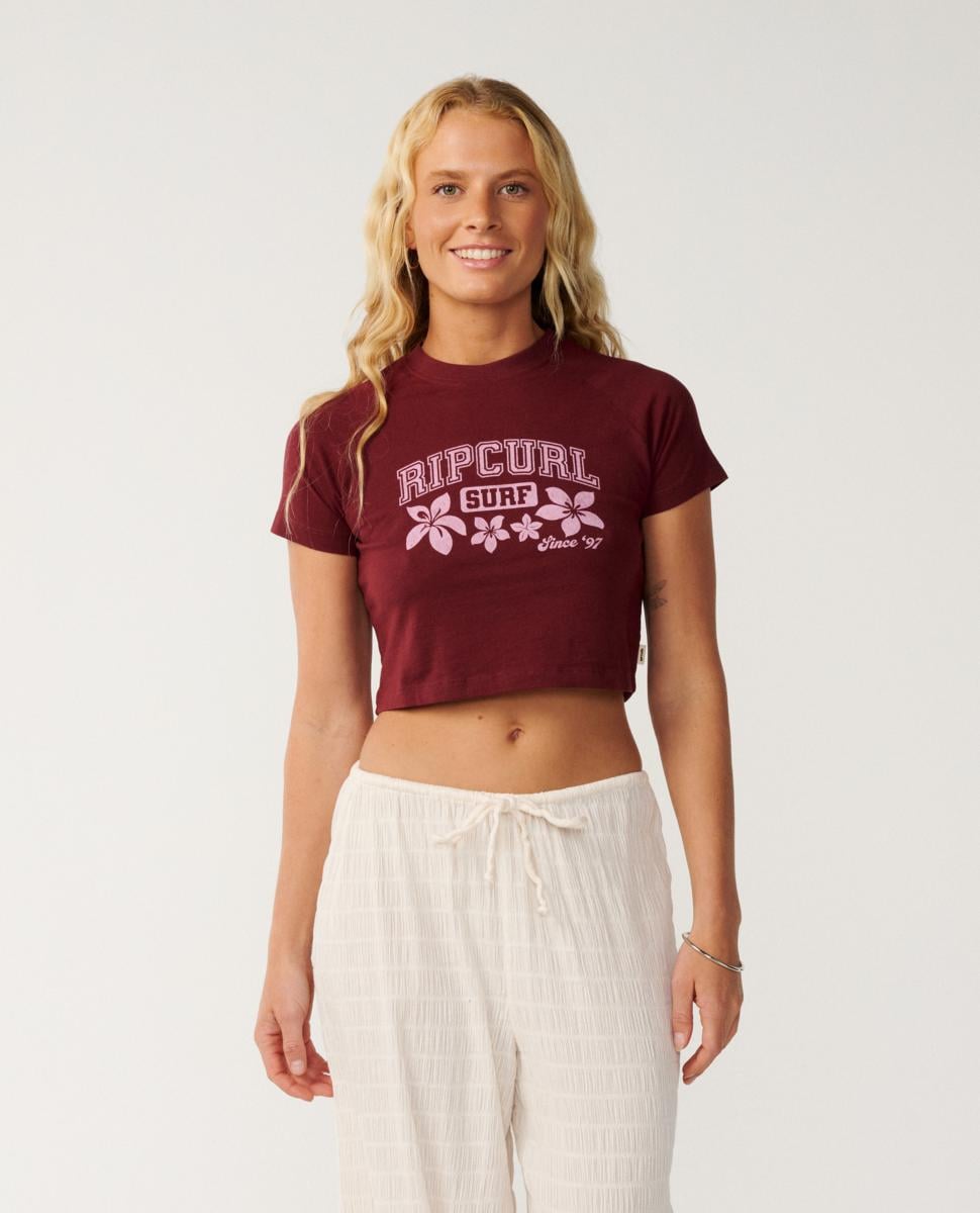 Rip Curl Retro Swell Baby Tee Dark Plum. Rip Curl Tees in Womens Tees & Womens T-shirts & Singlets. Code: 0P6WTE