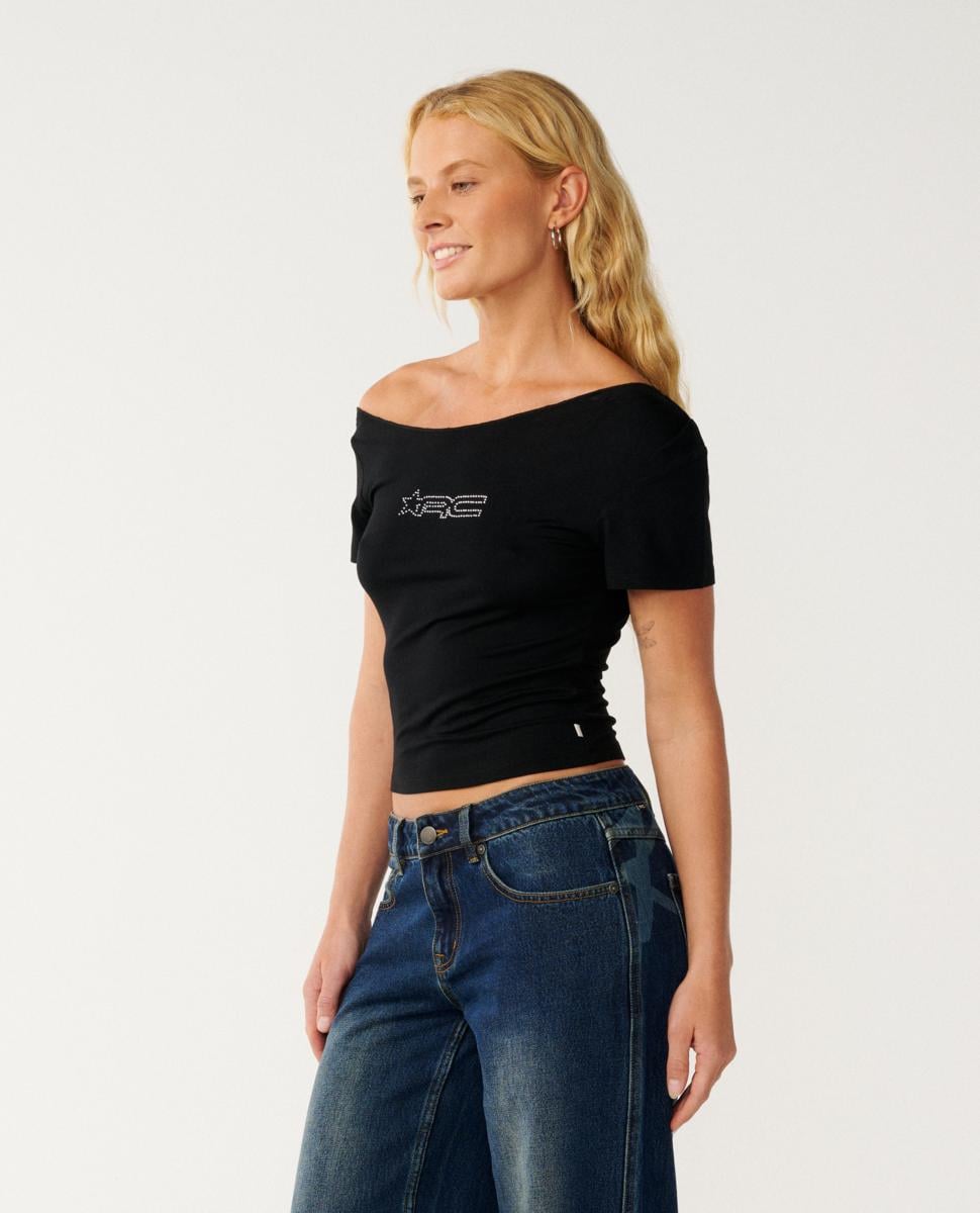 Rip Curl Off Shoulder Rc Tee Black. Rip Curl Tees in Womens Tees & Womens T-shirts & Singlets. Code: 0Q0WTE