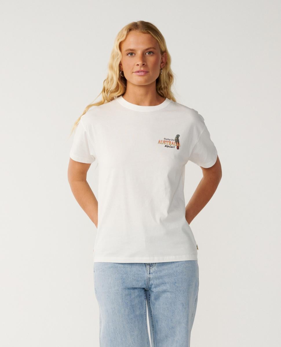 Rip Curl Greetings From Aus Relaxe Bone. Rip Curl Tees in Womens Tees & Womens T-shirts & Singlets. Code: 0QAWTE