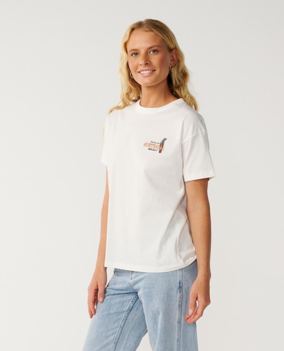 Rip Curl Greetings From Aus Relaxe Bone. Rip Curl Tees in Womens Tees & Womens T-shirts & Singlets. Code: 0QAWTE