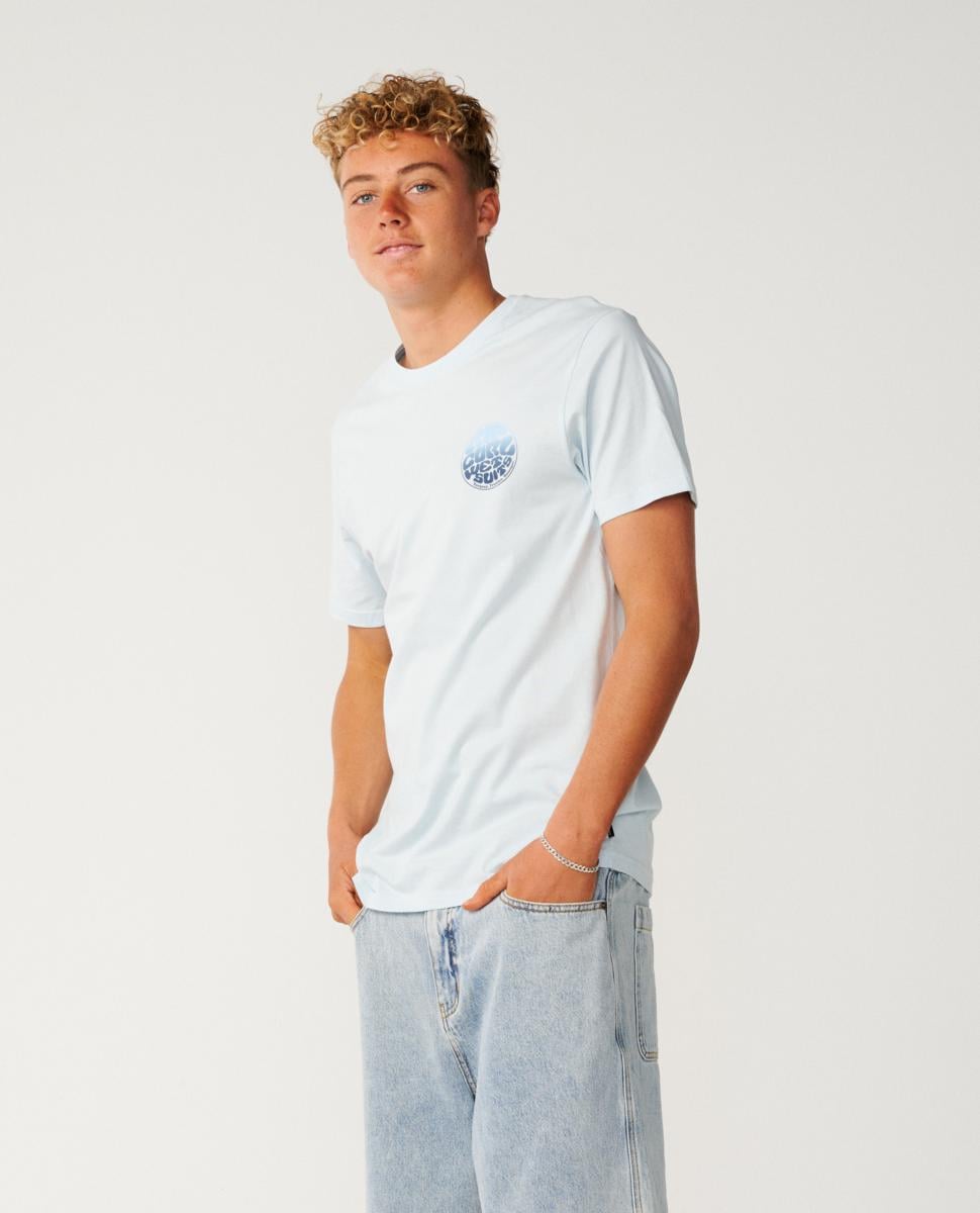 Rip Curl Wettie Passage Icon Tee Glacier Blue. Rip Curl Tees in Mens Tees & Mens T-shirts & Singlets. Code: 13PMTE