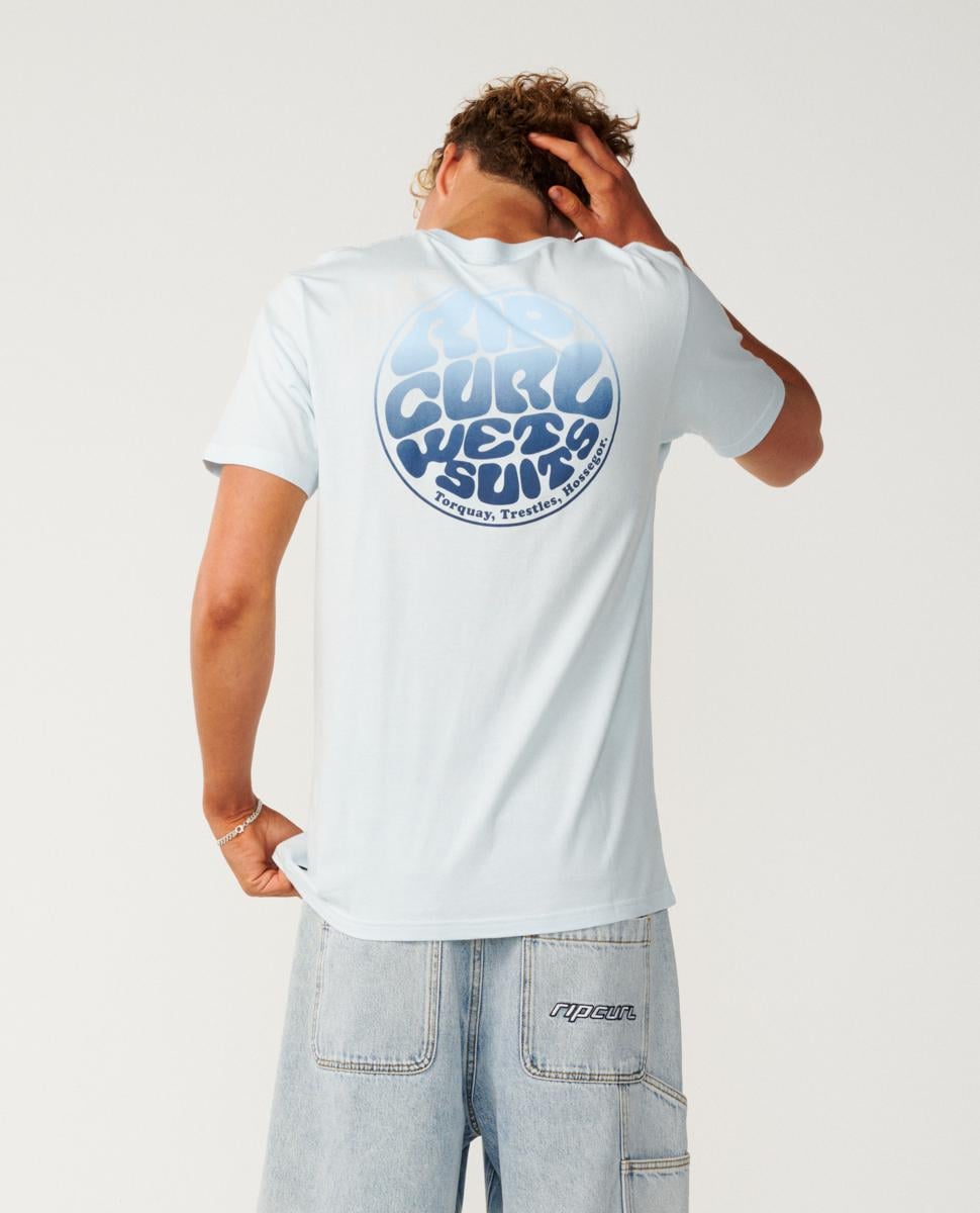Rip Curl Wettie Passage Icon Tee Glacier Blue. Rip Curl Tees in Mens Tees & Mens T-shirts & Singlets. Code: 13PMTE