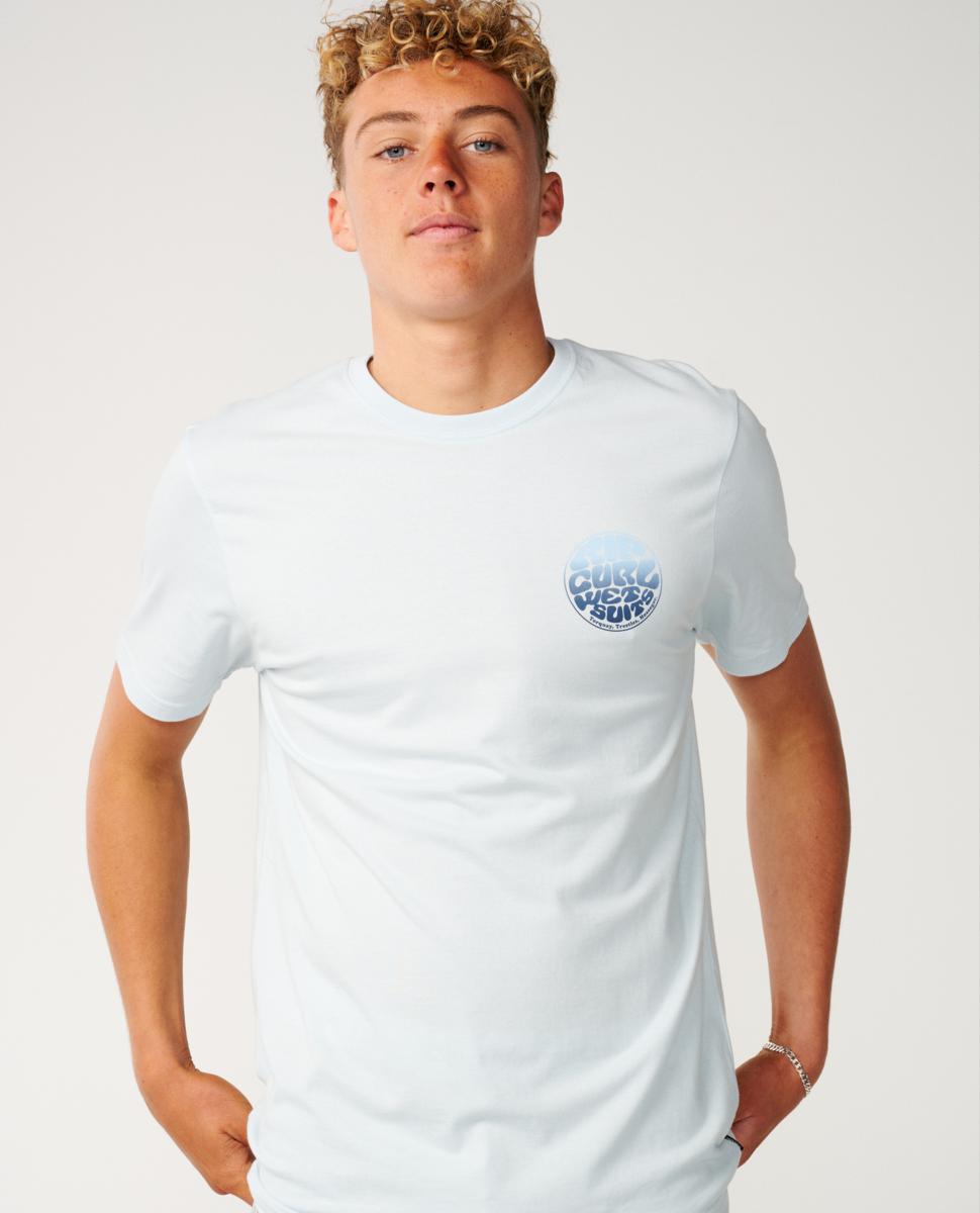 Rip Curl Wettie Passage Icon Tee Glacier Blue. Rip Curl Tees in Mens Tees & Mens T-shirts & Singlets. Code: 13PMTE
