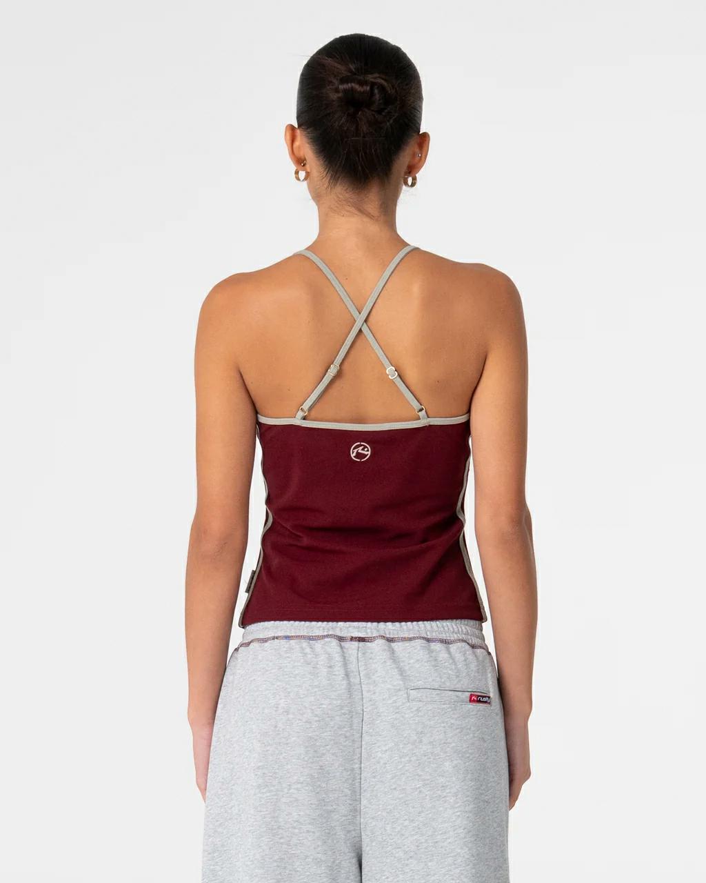 Rusty Freo King Fitted Top Burgundy. Rusty Tees in Womens Tees & Womens T-shirts & Singlets. Code: FSL0766