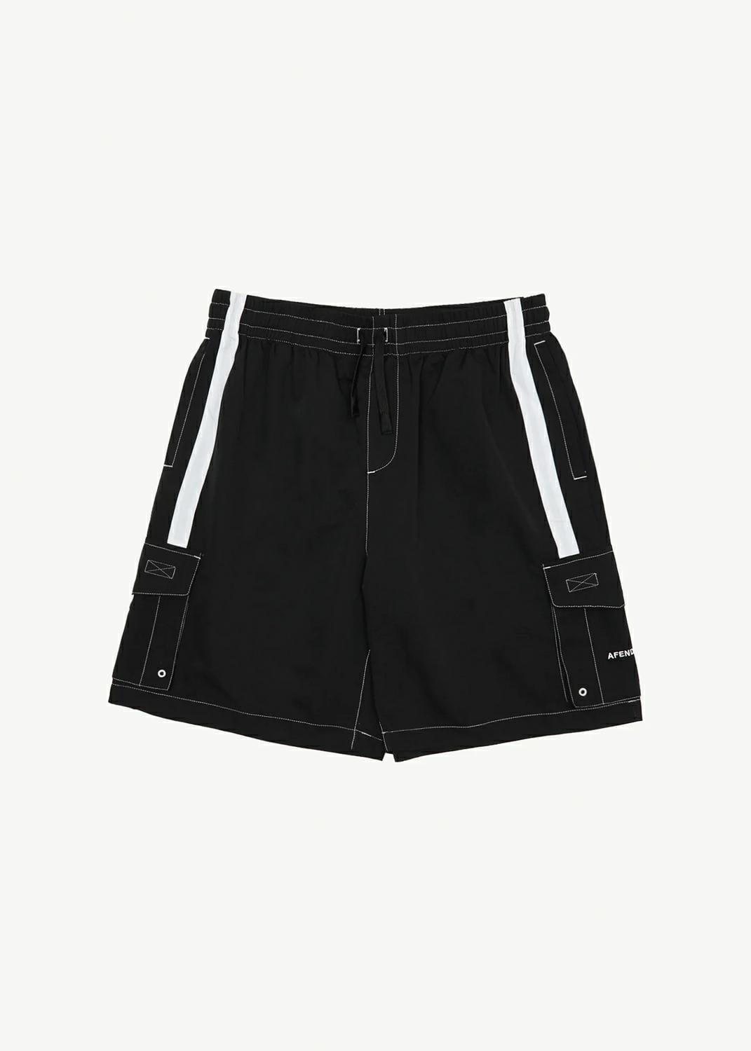 Afends House Related- Cargo Swim Short 20" Black. Afends Boardshorts - Elastic Waist in Mens Boardshorts - Elastic Waist & Mens Shorts. Code: M240316