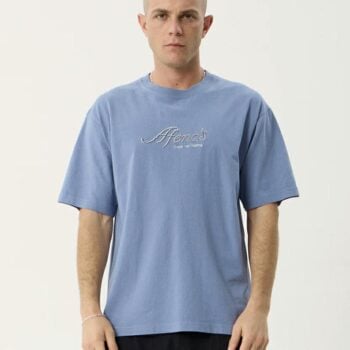 Afends Horoscope Boxy Tee Washed Slate Blue. Afends Tees in Mens Tees & Mens T-shirts & Singlets. Code: M263007