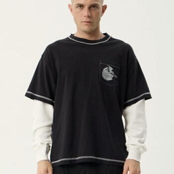 Afends Layered Waffle Ls Tee Stone Black. Afends Tees - Long Sleeve in Mens Tees - Long Sleeve & Mens T-shirts & Singlets. Code: M263060