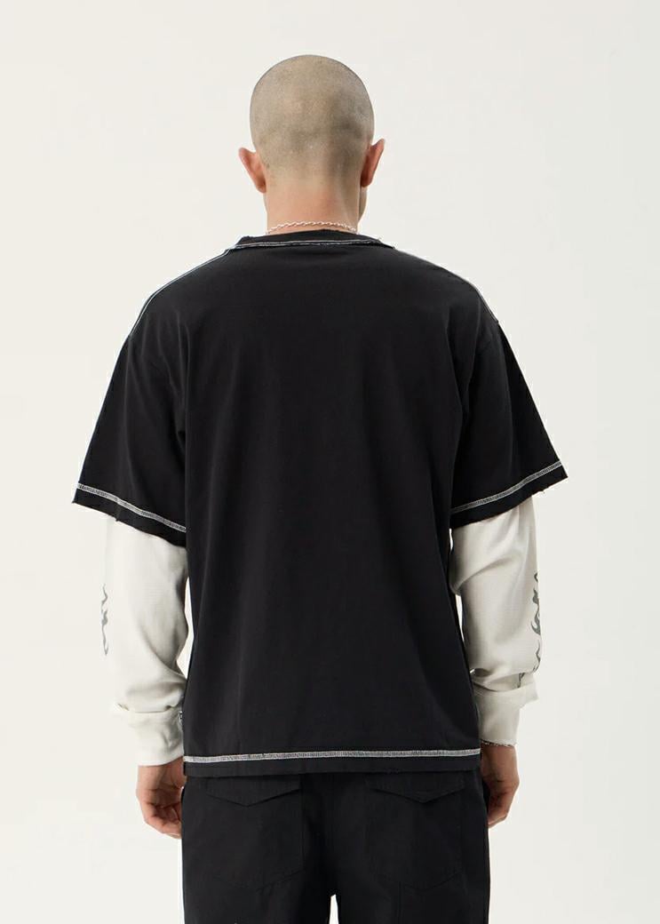 Afends Layered Waffle Ls Tee Stone Black. Afends Tees - Long Sleeve in Mens Tees - Long Sleeve & Mens T-shirts & Singlets. Code: M263060
