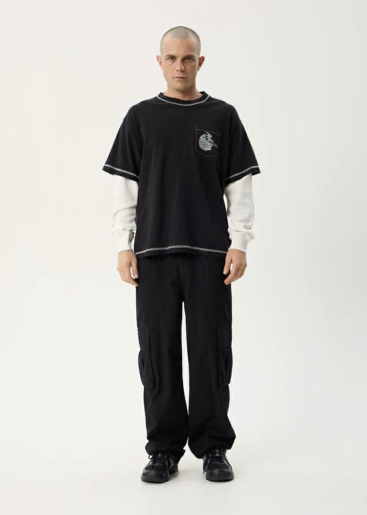 Afends Layered Waffle Ls Tee Stone Black. Afends Tees - Long Sleeve in Mens Tees - Long Sleeve & Mens T-shirts & Singlets. Code: M263060