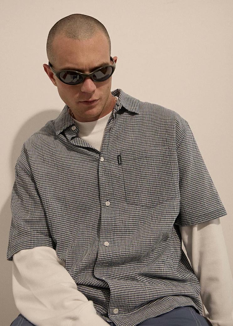 Afends Independent Ss Shirt Navy Check. Afends Shirts - Short Sleeve in Mens Shirts - Short Sleeve & Mens Shirts. Code: M263204