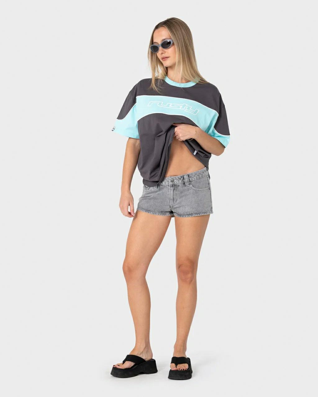 Rusty Kinetic Oversize Tee Carbon / Aqua. Rusty Tees in Womens Tees & Womens T-shirts & Singlets. Code: TTL1479
