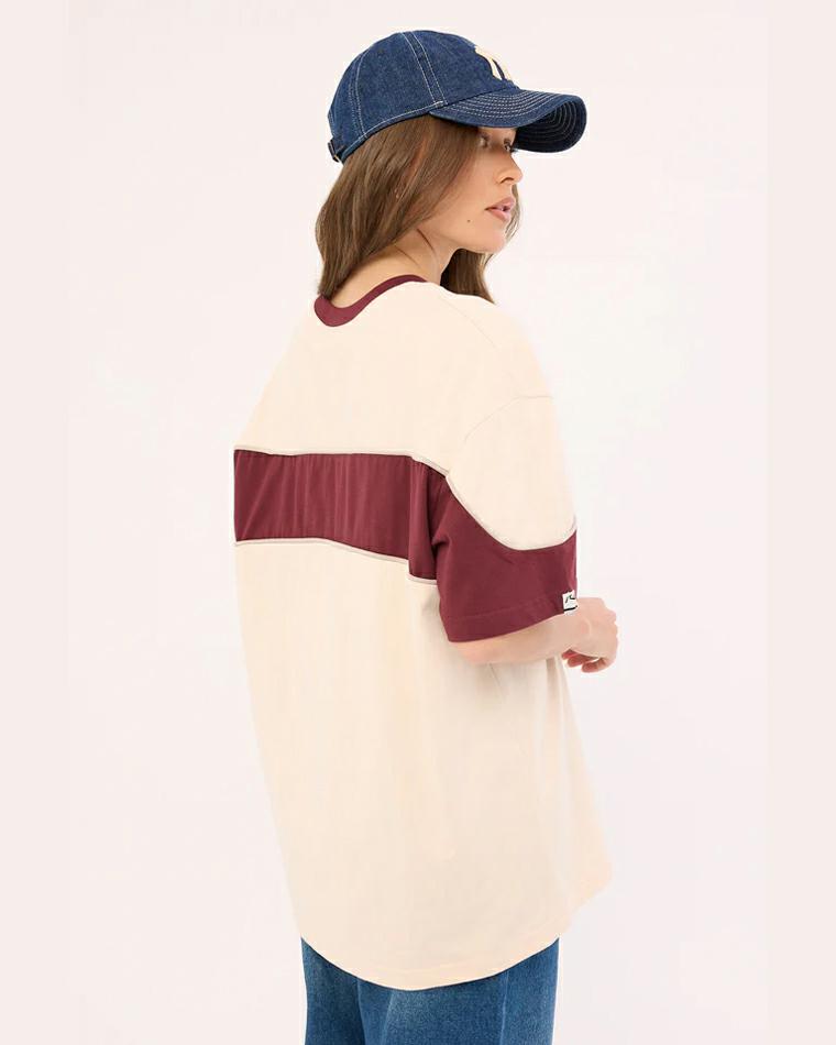 Rusty Kinetic Oversize Tee Cream / Burgundy. Rusty Tees in Womens Tees & Womens T-shirts & Singlets. Code: TTL1479
