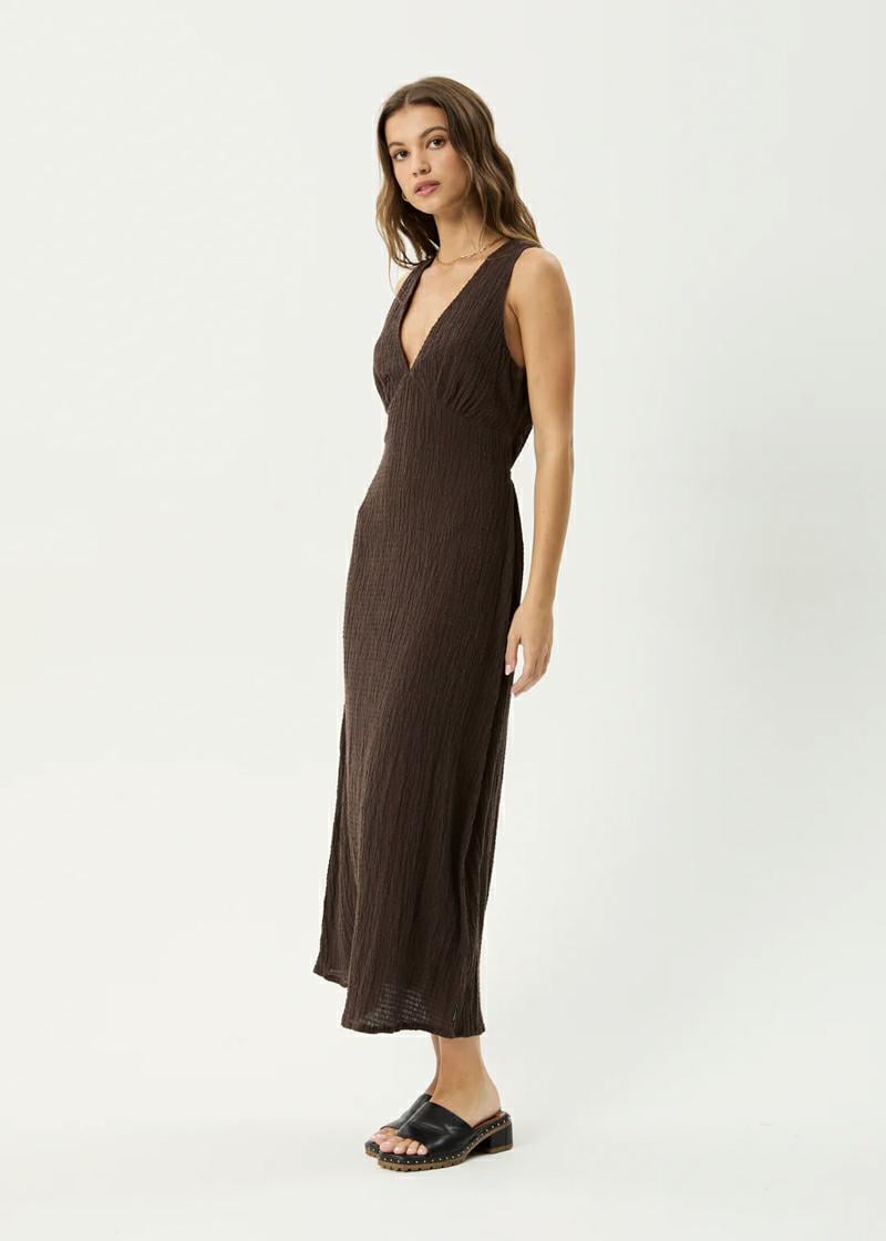 Afends Focus Seersucker Maxi Dre Coffee. Afends Dresses in Womens Dresses & Womens Skirts, Dresses & Jumpsuits. Code: W241809