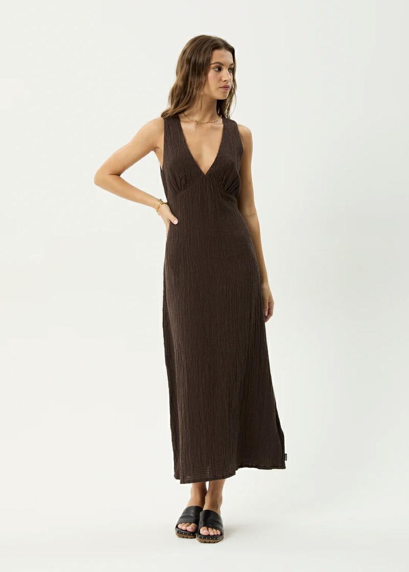 Afends Focus Seersucker Maxi Dre Coffee. Afends Dresses in Womens Dresses & Womens Skirts, Dresses & Jumpsuits. Code: W241809