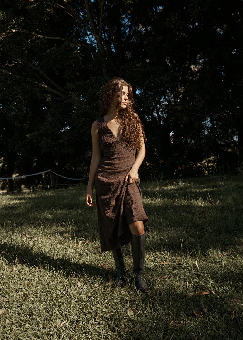 Afends Focus Seersucker Maxi Dre Coffee. Afends Dresses in Womens Dresses & Womens Skirts, Dresses & Jumpsuits. Code: W241809