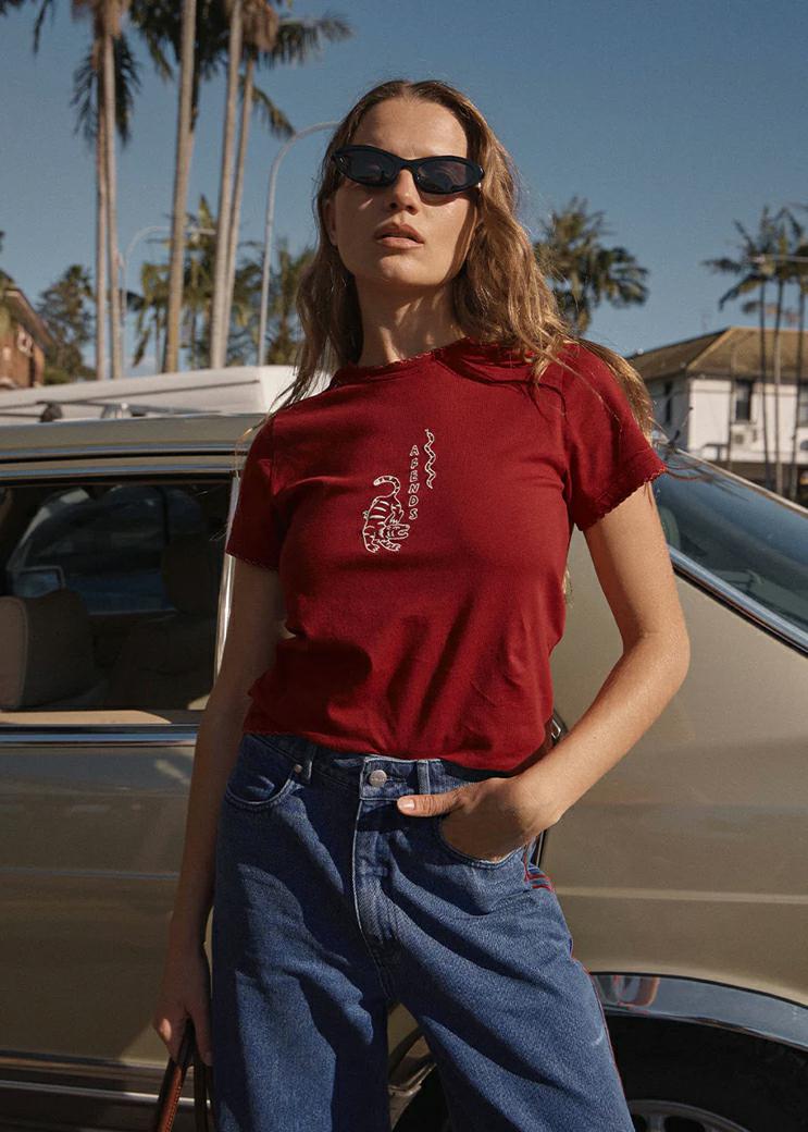 Afends Real Life Regular Tee Vintage Ketchup. Afends Tees in Womens Tees & Womens T-shirts & Singlets. Code: W263005