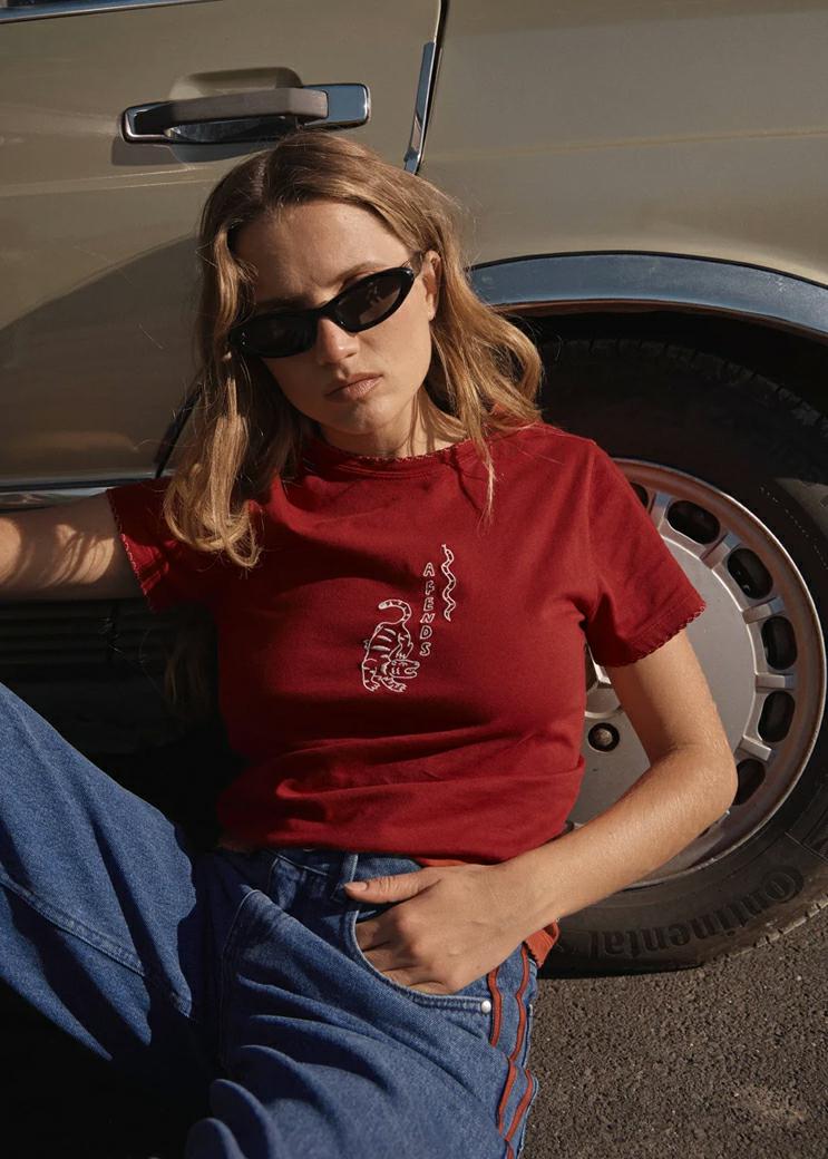 Afends Real Life Regular Tee Vintage Ketchup. Afends Tees in Womens Tees & Womens T-shirts & Singlets. Code: W263005