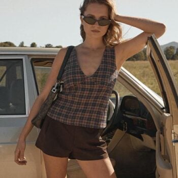 Afends Giselle Seersucker Top Shev Indigo Check. Afends Fashion Tops in Womens Fashion Tops & Womens T-shirts & Singlets. Code: W263102