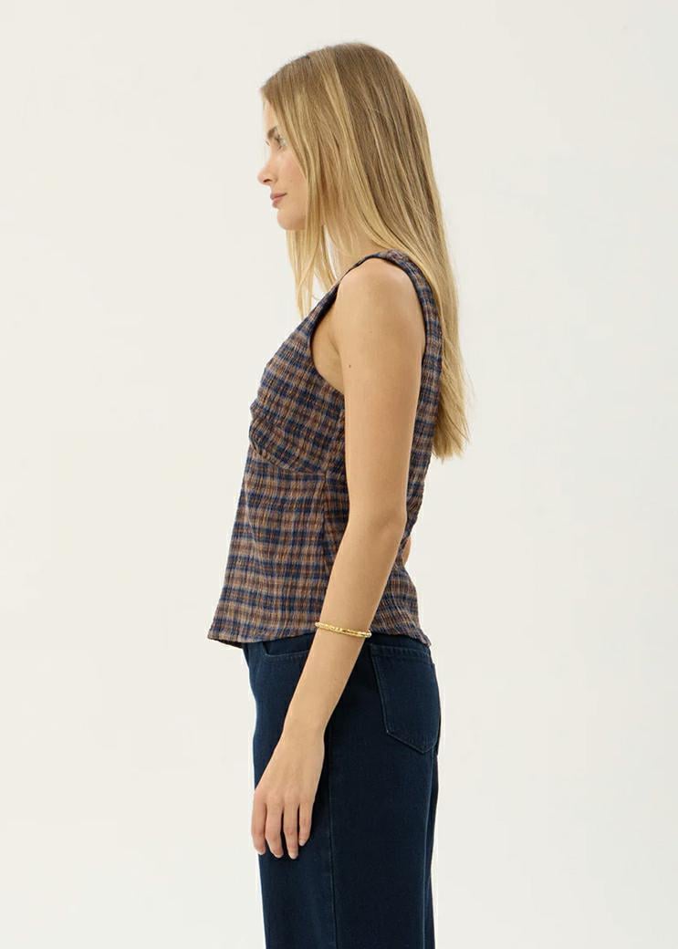 Afends Giselle Seersucker Top Shev Indigo Check. Afends Fashion Tops in Womens Fashion Tops & Womens T-shirts & Singlets. Code: W263102
