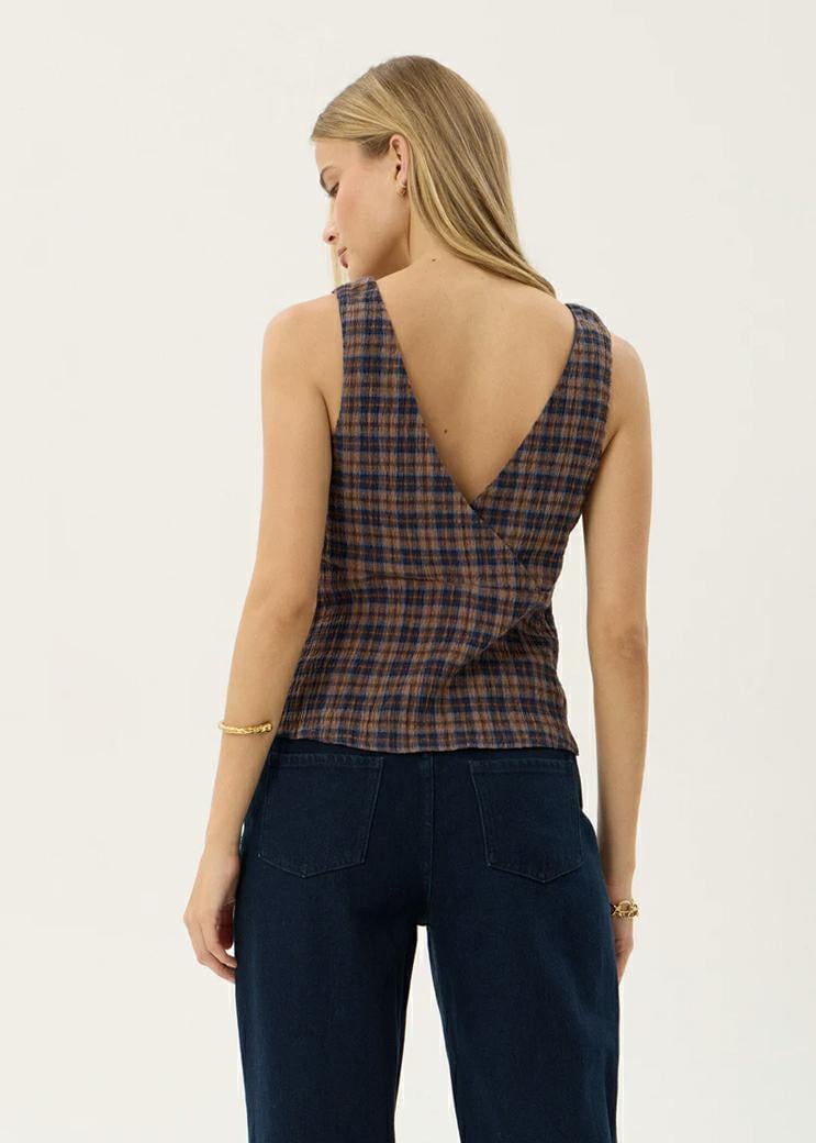 Afends Giselle Seersucker Top Shev Indigo Check. Afends Fashion Tops in Womens Fashion Tops & Womens T-shirts & Singlets. Code: W263102