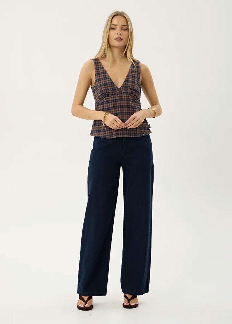 Afends Giselle Seersucker Top Shev Indigo Check. Afends Fashion Tops in Womens Fashion Tops & Womens T-shirts & Singlets. Code: W263102