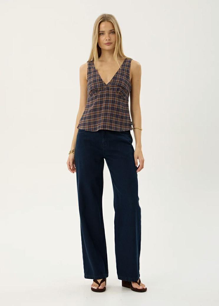Afends Giselle Seersucker Top Shev Indigo Check. Afends Fashion Tops in Womens Fashion Tops & Womens T-shirts & Singlets. Code: W263102