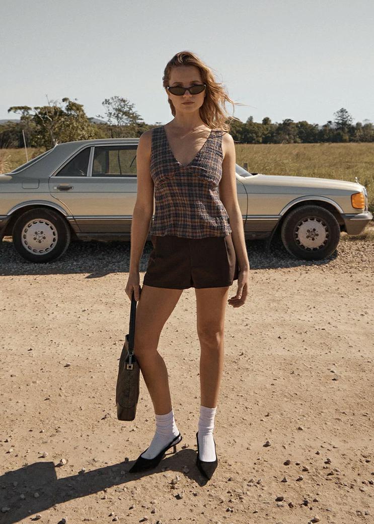 Afends Giselle Seersucker Top Shev Indigo Check. Afends Fashion Tops in Womens Fashion Tops & Womens T-shirts & Singlets. Code: W263102