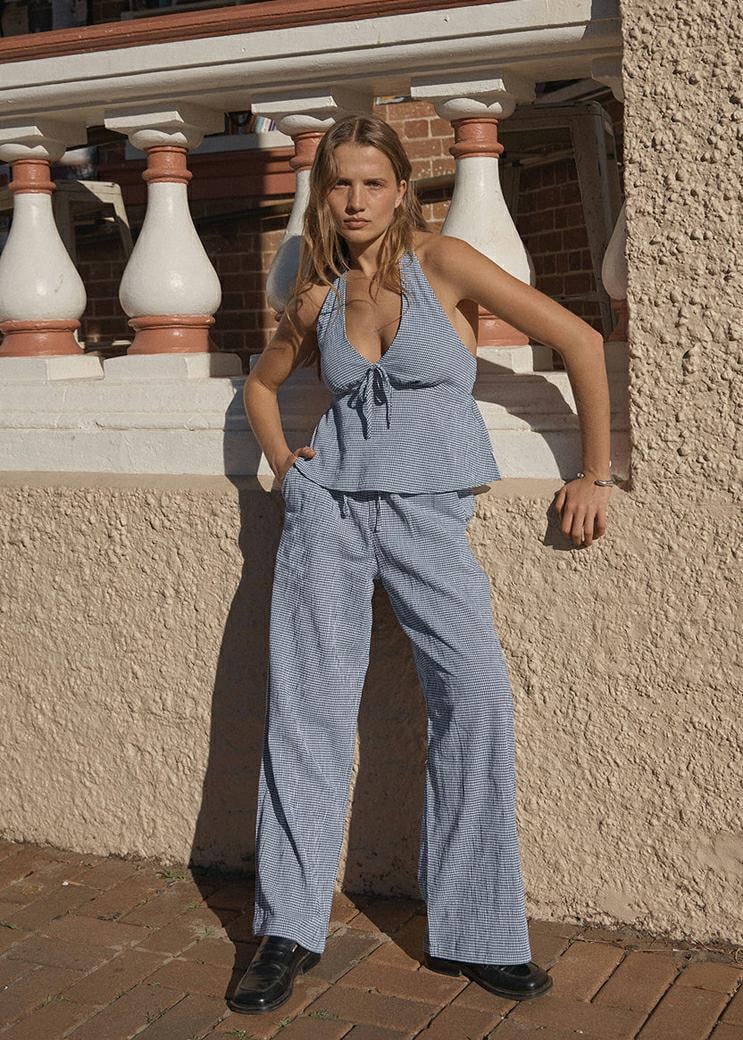 Afends Delfina Halter Top Indy Navy Check. Afends Fashion Tops in Womens Fashion Tops & Womens Tops. Code: W263104