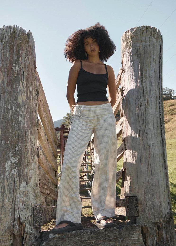 Afends Sofia Wide Leg Pant Reverb Moonbeam Chec. Afends Pants in Womens Pants & Womens Pants & Jeans. Code: W263402
