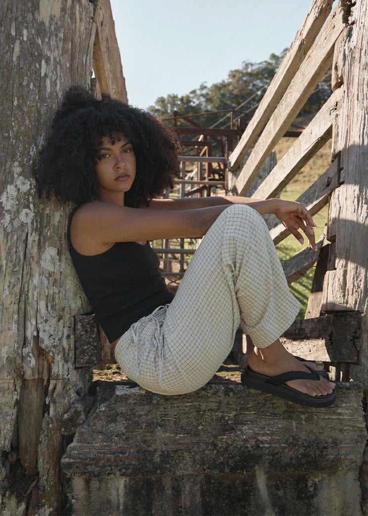 Afends Sofia Wide Leg Pant Reverb Moonbeam Chec. Afends Pants in Womens Pants & Womens Pants & Jeans. Code: W263402