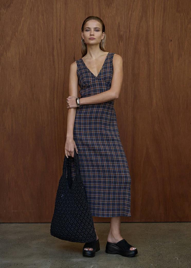 Afends Tully Seersucker Maxi Dre Shev Indigo Check. Afends Dresses in Womens Dresses & Womens Skirts, Dresses & Jumpsuits. Code: W263823
